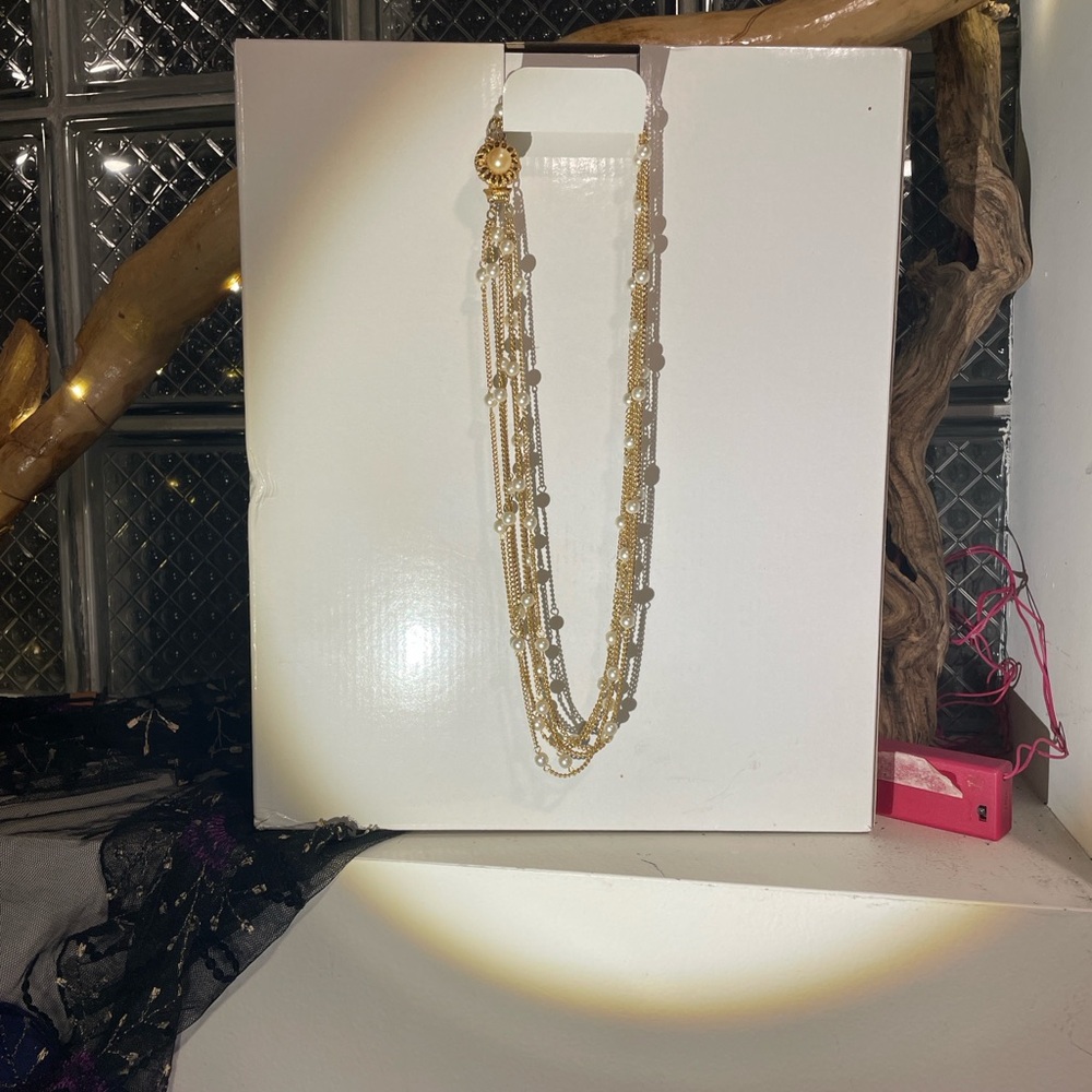 Gold Multi-Strand Beaded Necklace - Women Jewelry - Picture 1 of 6